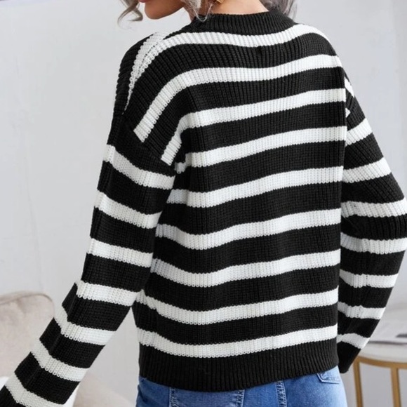 Black and White Striped Sweater in M and L - Picture 2 of 3